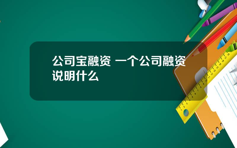 公司宝融资 一个公司融资说明什么